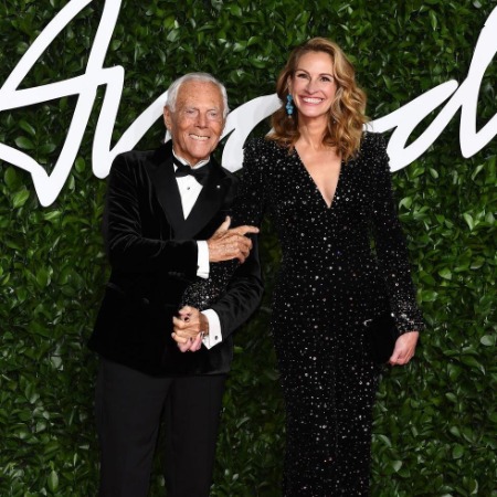 Julia Roberts with the Italian fashion designer Giorgio Armani.